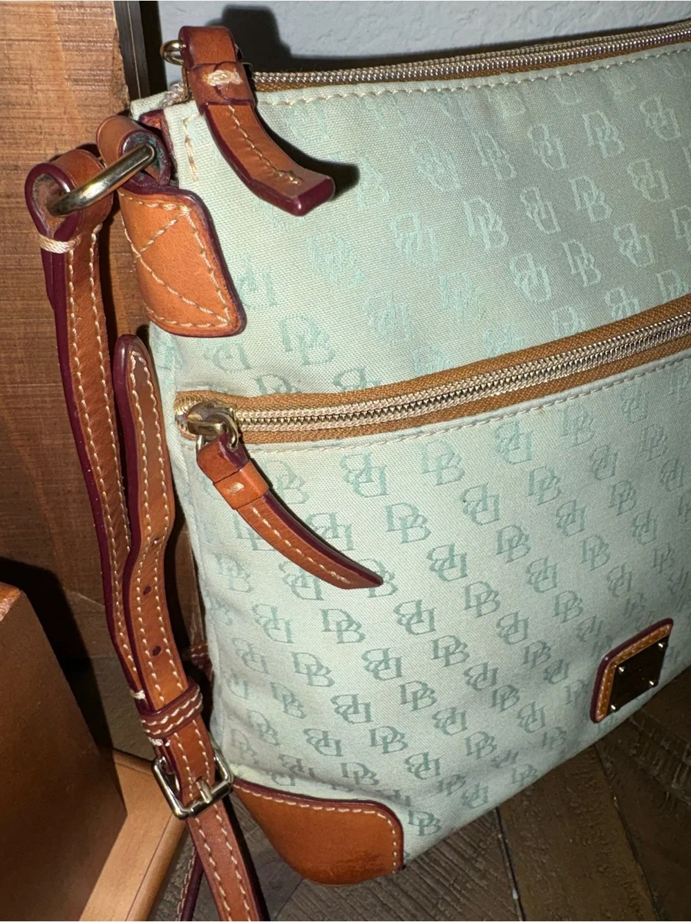 Dooney & Bourke Signature DB Monogram Canvas Crossbody | Sage Mint Jacquard